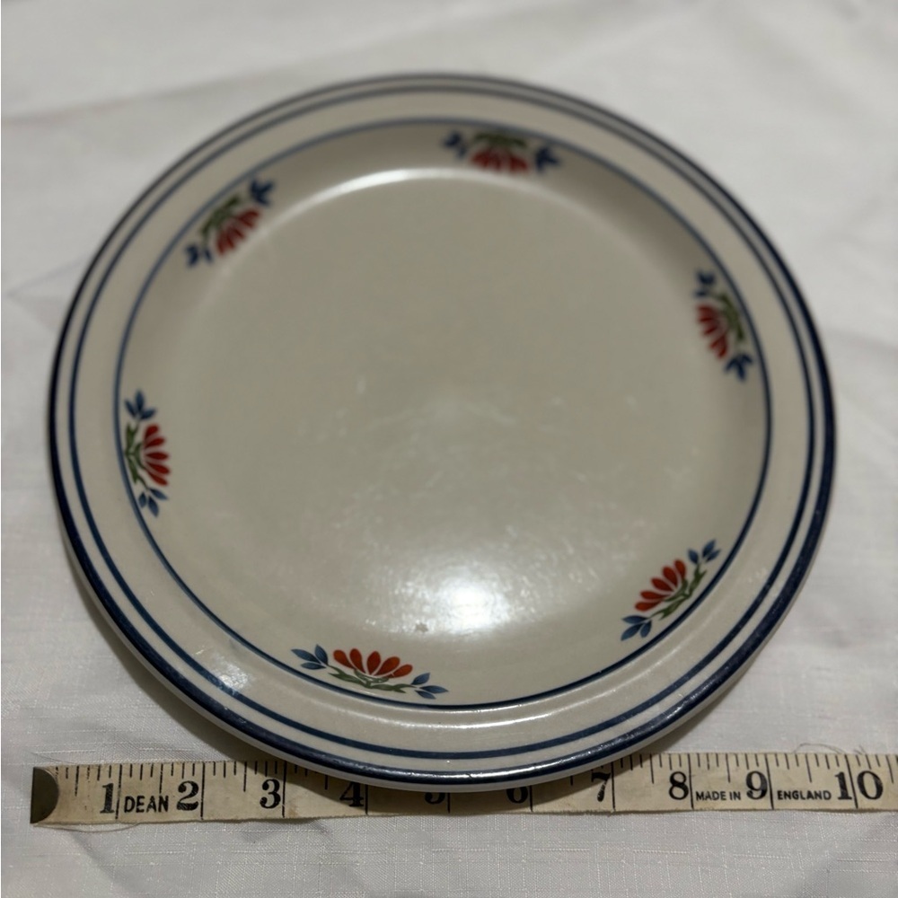 Vintage Stoneware Floral Patterned Ceramic Plate